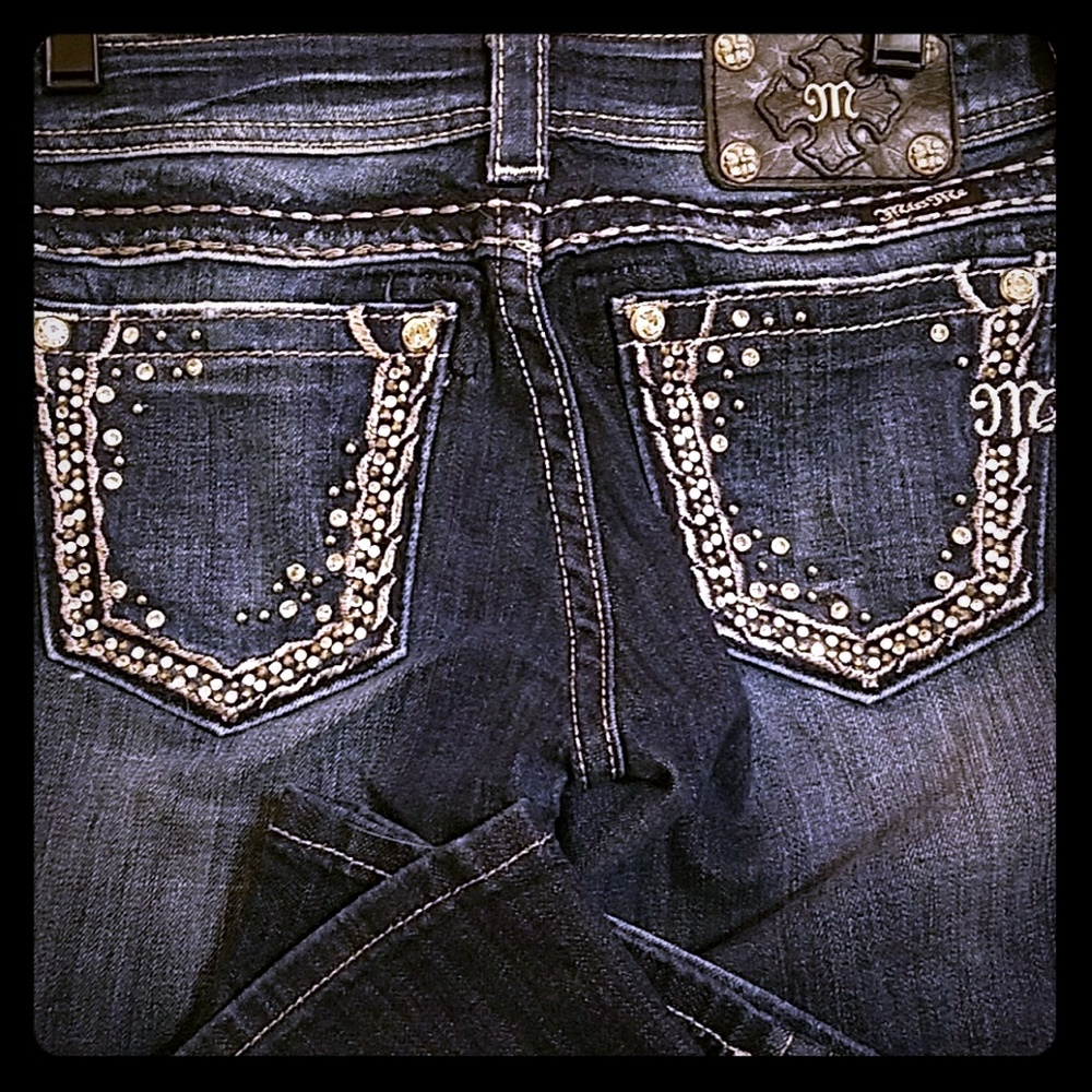Miss Me Boot Cut Jeans with rhinestone pockets